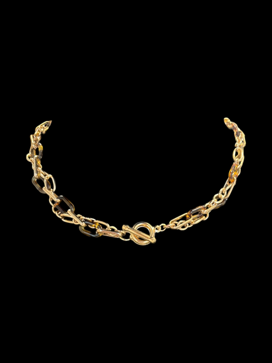 Collier ras du cou chic en écaille de tortue