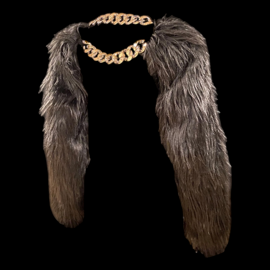 Black Shaggy Faux Fur Bolero