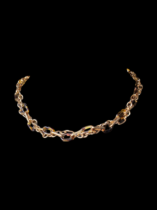Collier ras du cou chic en écaille de tortue