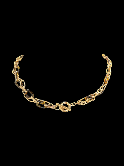 Collier ras du cou chic en écaille de tortue