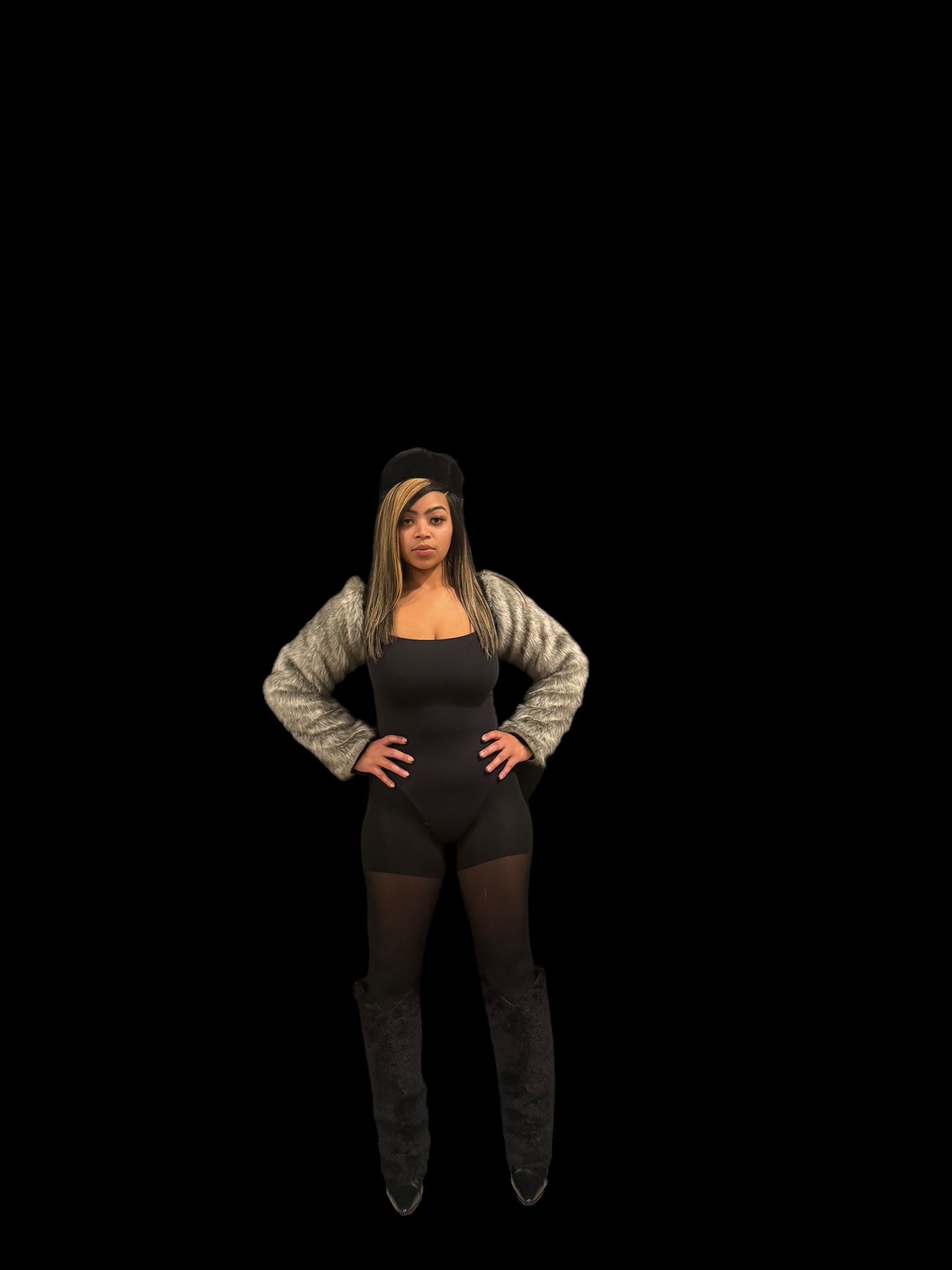 Wolf Gray Fine Faux Fur Bolero